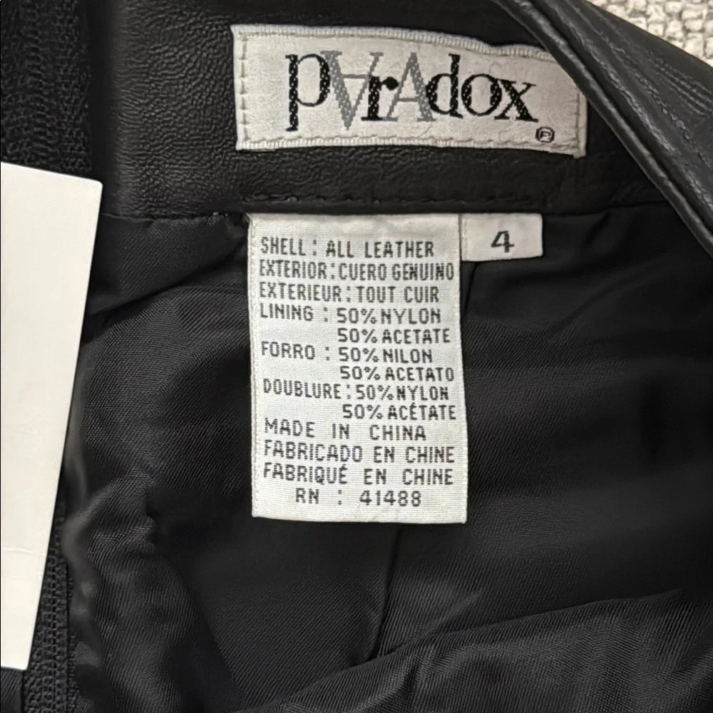 NWT/VINTAGE Paradox 100% Leather Mini Skirt SZ 4
